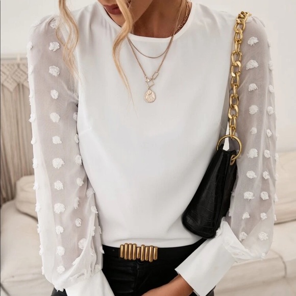 Boho dot mesh sleeve blouse - Picture 6 of 8
